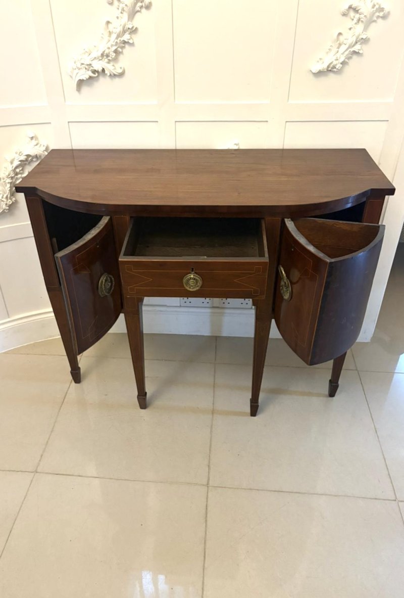 Small Antique George III Quality Inlaid Figured Mahogany Sideboard